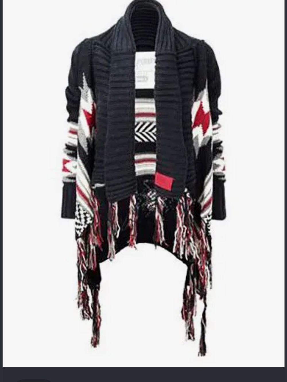 Superdry western tassel knit cardigan southwest Aztec blue white red Medium
